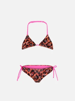 Mädchen-Triangel-Bikini mit Leo-Kopftuch-Print