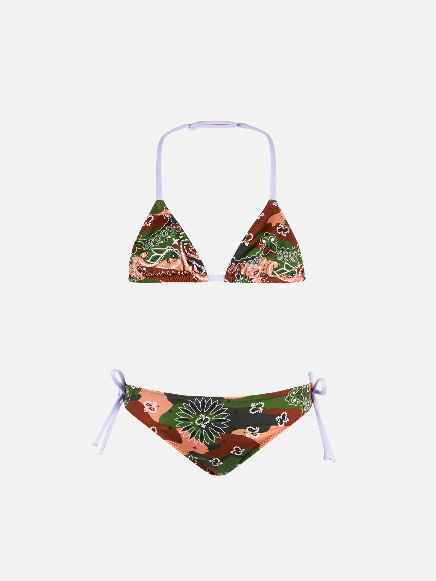 Mädchen-Triangel-Bikini mit nachgeahmtem Bandana-Print