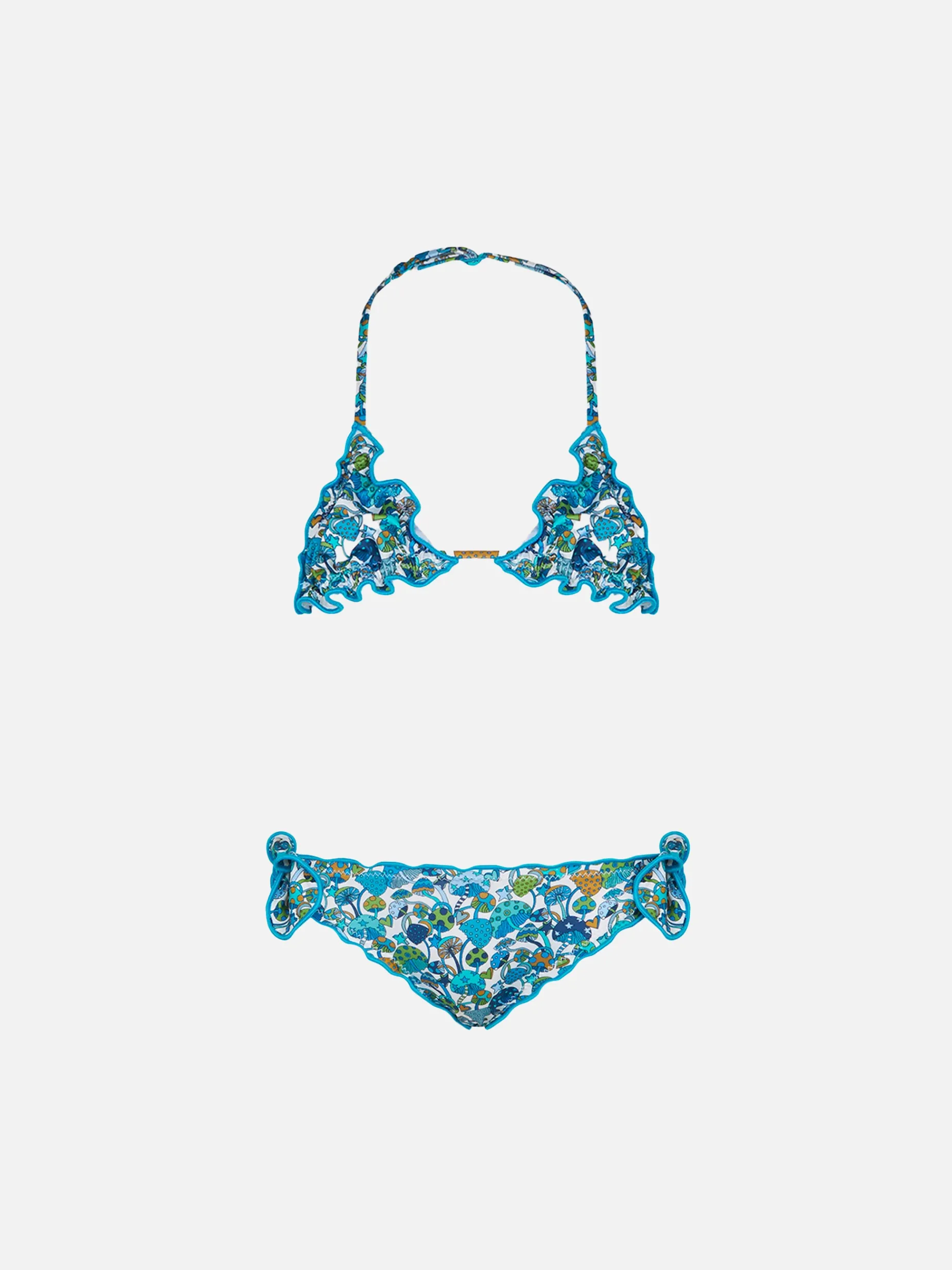 Mädchen-Triangel-Bikini mit Pilz-Print | Hergestellt aus Liberty-Stoff