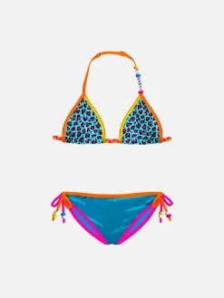 Mädchen-Triangel-Bikini mit Leopardenmuster