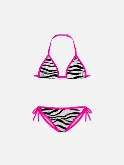 Mädchen-Triangel-Bikini mit Zebra-Print