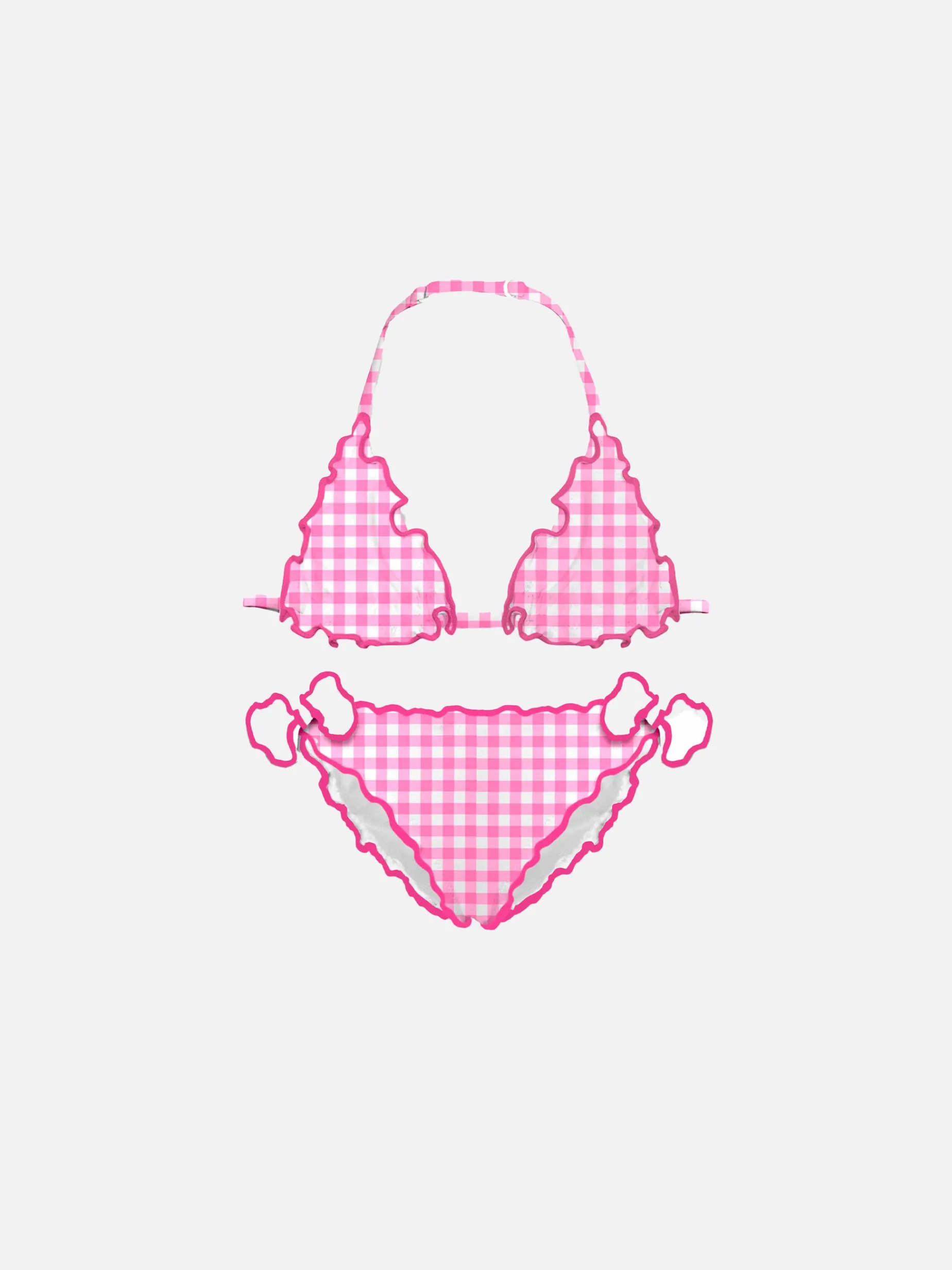 Mädchen-Triangel-Bikini mit Gingham-Print