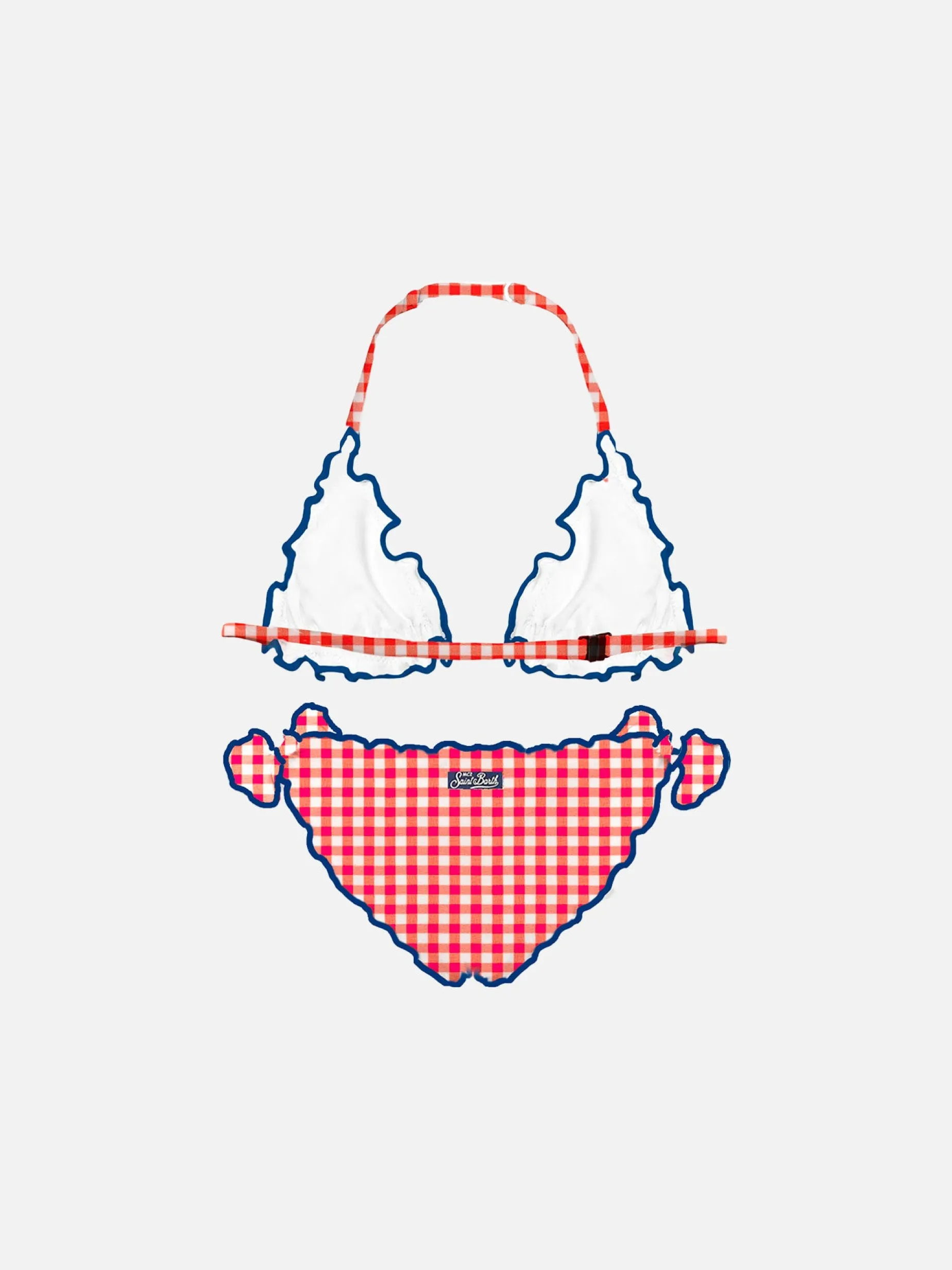 Mädchen-Triangel-Bikini mit rotem Gingham-Print