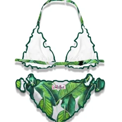Mädchen-Triangel-Bikini mit tropischem Aufdruck