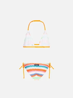 Mädchen-Triangel-Bikini mit mehrfarbigem Muster