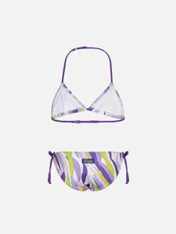 Mädchen-Triangel-Bikini mit Palmblättern