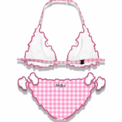 Mädchen-Triangel-Bikini mit Gingham-Print
