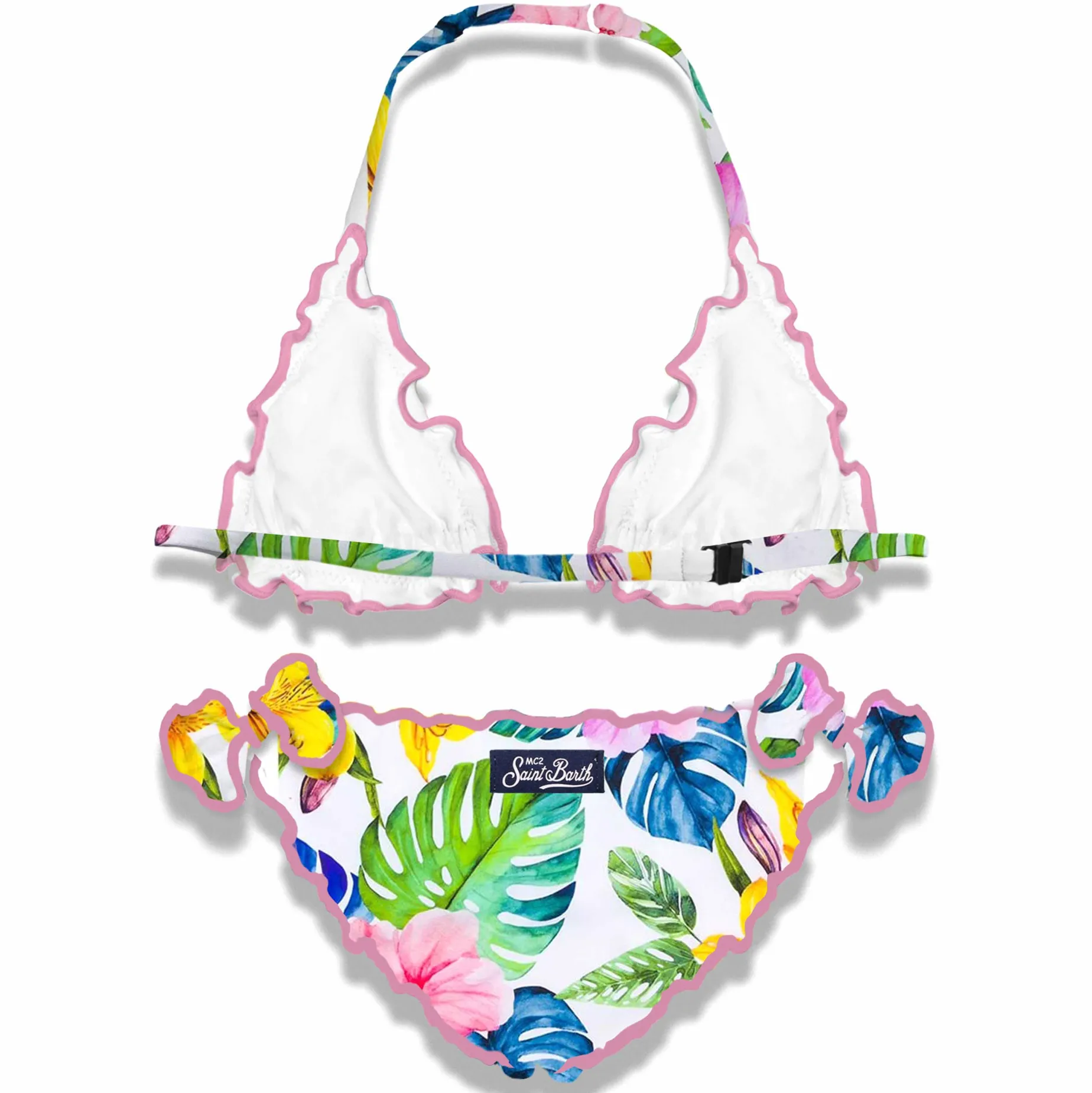 Mädchen-Triangel-Bikini mit tropischem Aufdruck