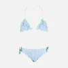 Mädchen-Triangel-Seersucker-Bikini mit Streifen