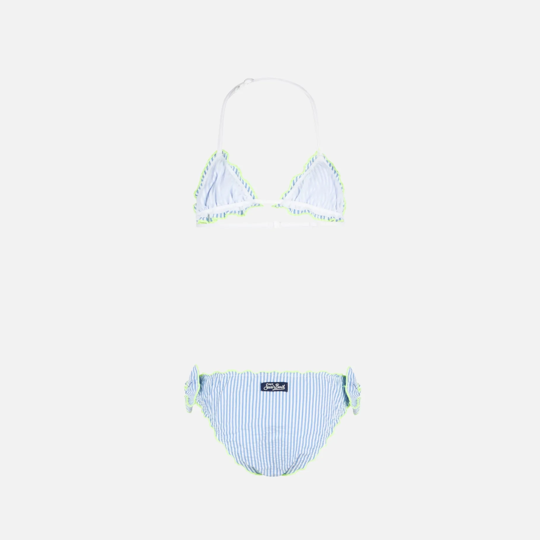 Mädchen-Triangel-Seersucker-Bikini mit Streifen
