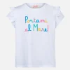 Mädchen-T-Shirt aus Baumwolle mit Volant und Stickerei