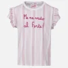 Mädchen-T-Shirt aus Baumwolle mit Volant und Stickerei