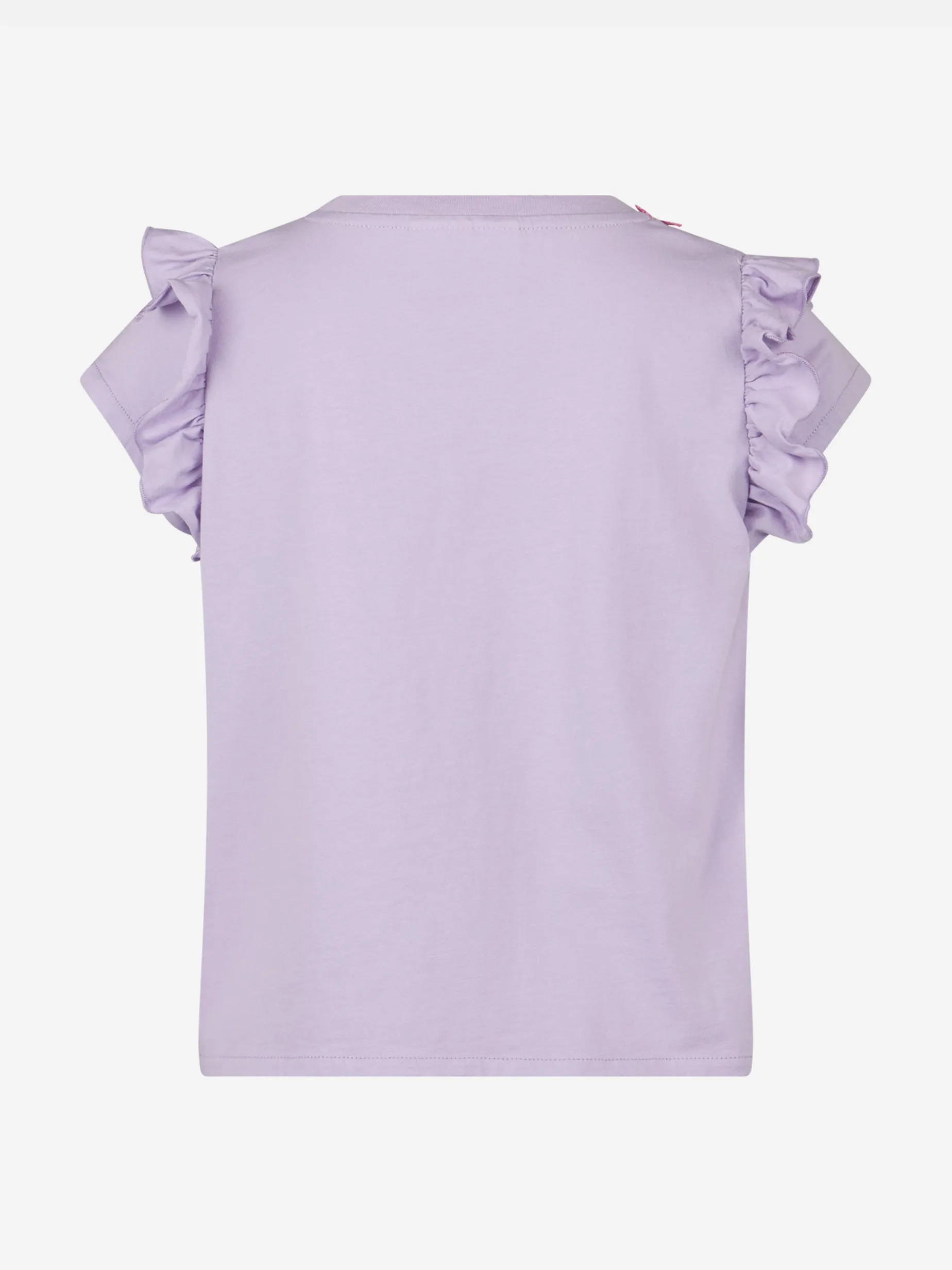 Mädchen-T-Shirt aus Baumwolle mit Volant und Stickerei