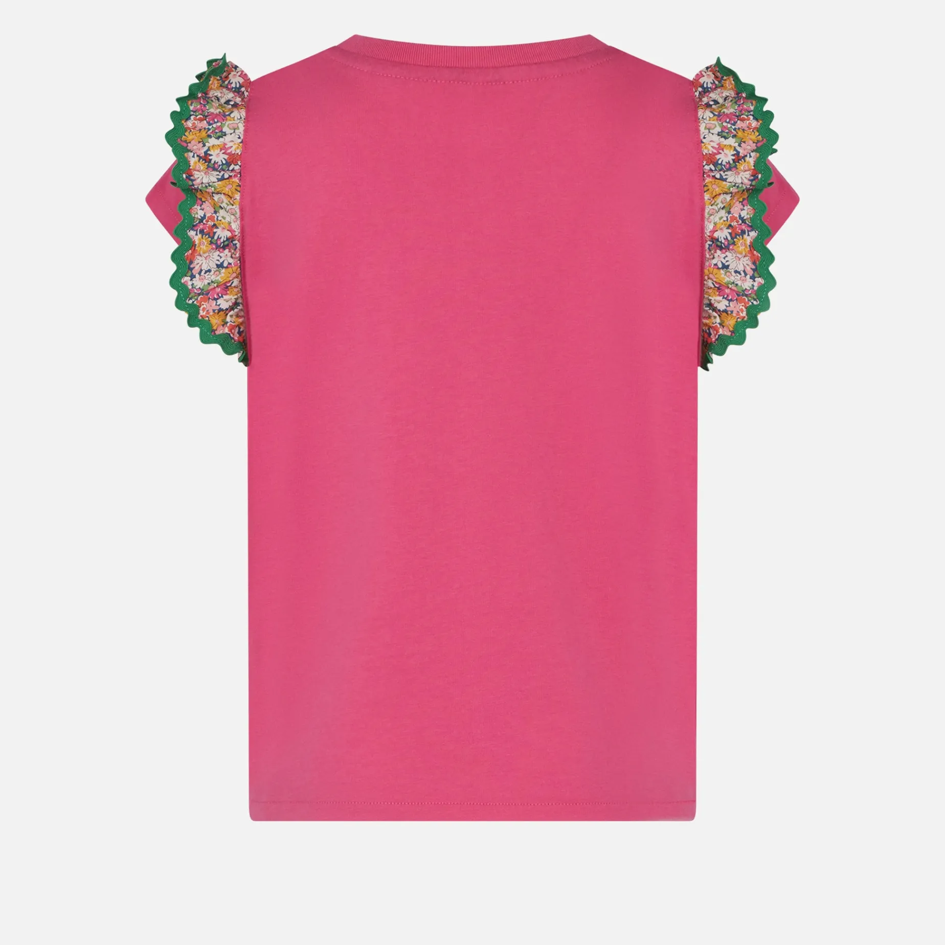 Mädchen-T-Shirt aus Baumwolle mit Volant und Stickerei