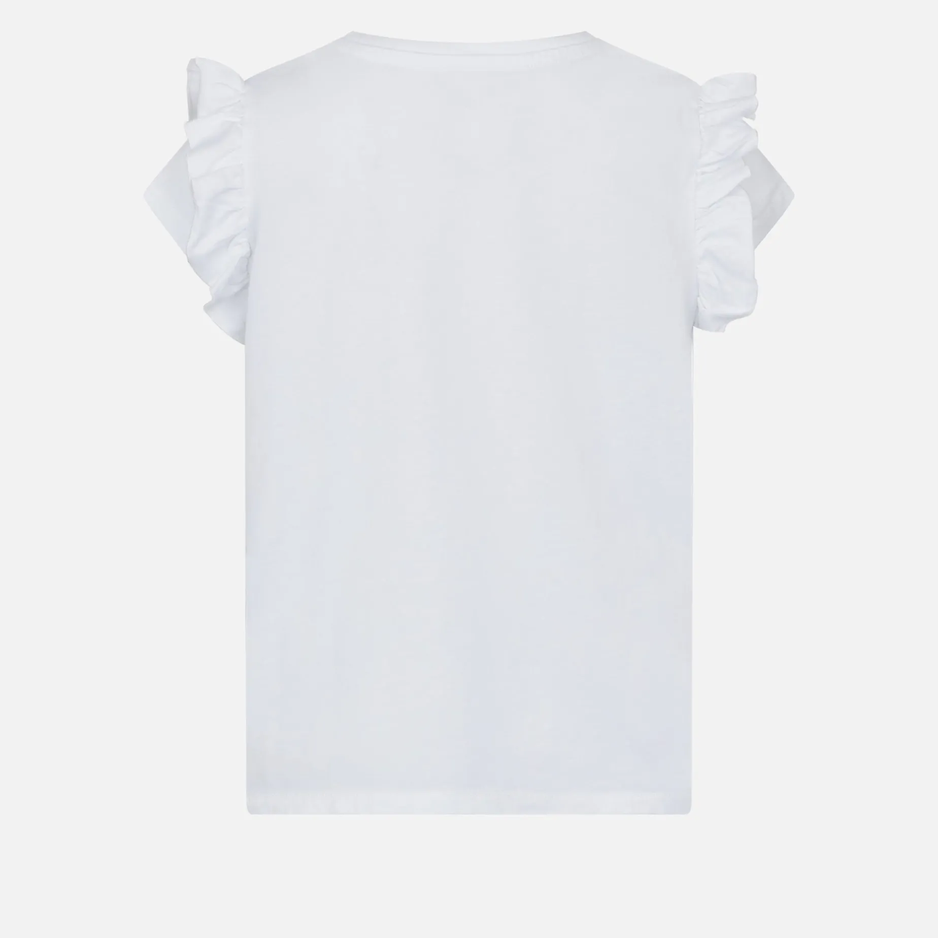 Mädchen-T-Shirt aus Baumwolle mit Volant und Stickerei