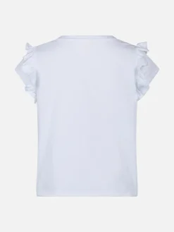 Mädchen-T-Shirt aus Baumwolle mit Volant und Stickerei