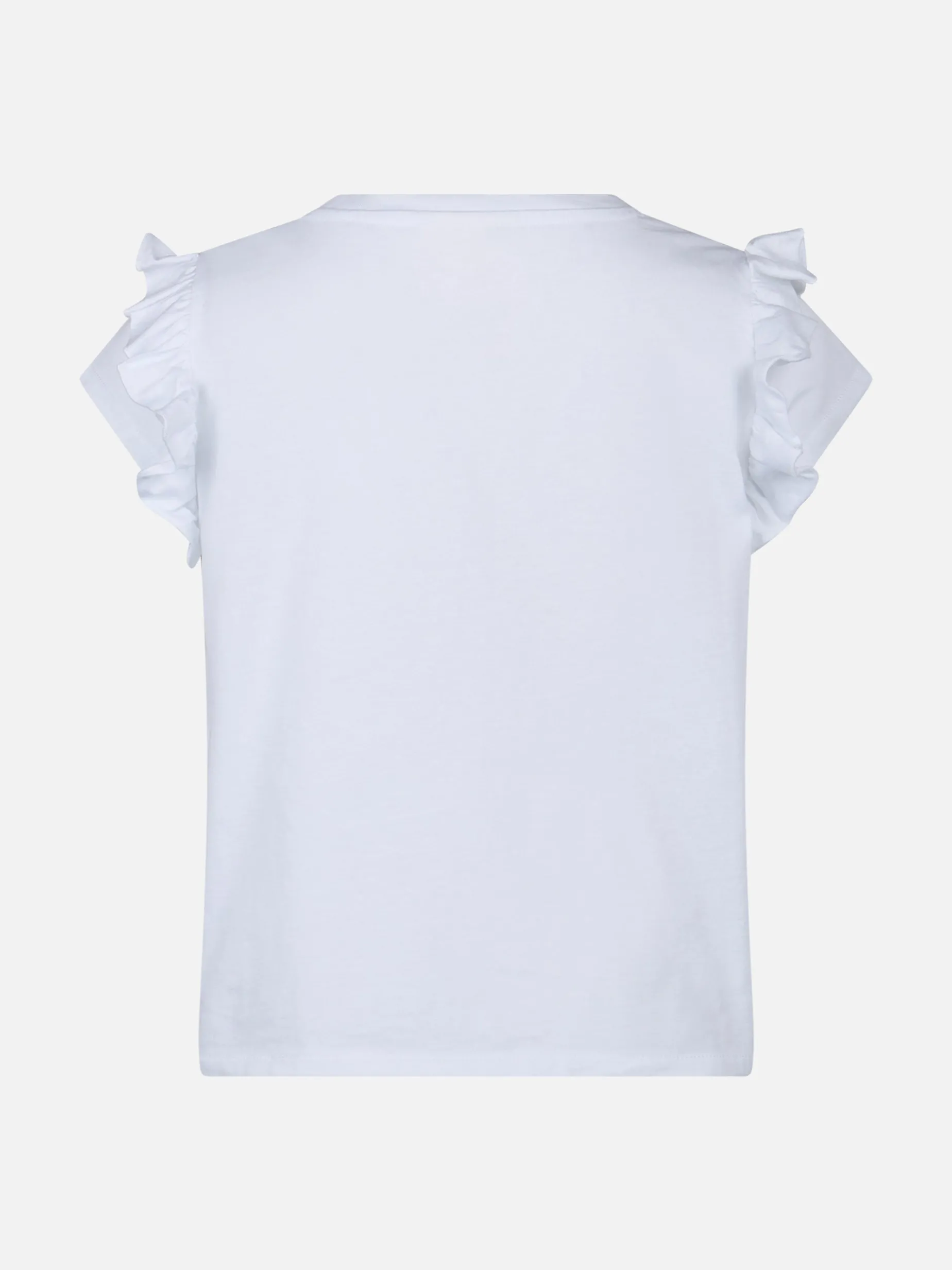 Mädchen-T-Shirt aus Baumwolle mit Volant und Stickerei