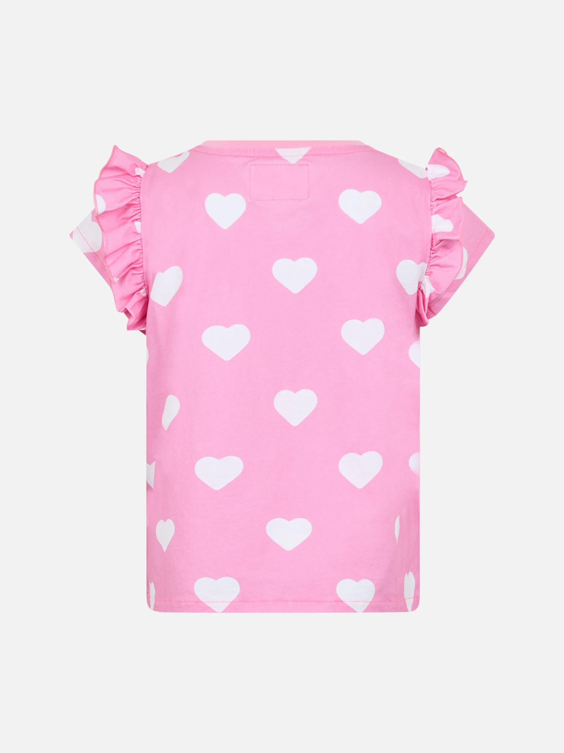 Mädchen-T-Shirt aus Baumwolle mit Volant und Stickerei