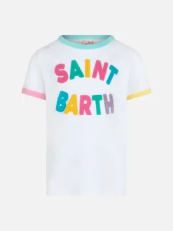 Mädchen-T-Shirt Elly aus Baumwolljersey mit Rundhalsausschnitt und Saint-Barth-Frottee-Aufnäher