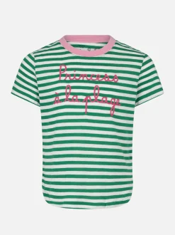 Mädchen-T-Shirt mit Streifen und Stickerei
