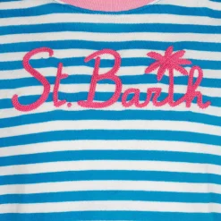 Mädchen-T-Shirt mit Streifen und Stickerei
