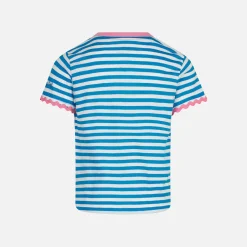 Mädchen-T-Shirt mit Streifen und Stickerei