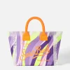 Mehrfarbige Colette-Handtasche aus Baumwollcanvas mit Wellendruck