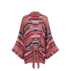 Mehrfarbiger violetter gestrickter Kimono