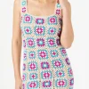 Mehrfarbiges Häkelkleid für Damen