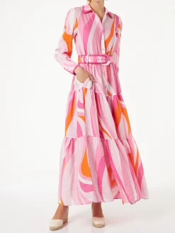 Mehrfarbiges Shape-Wellenkleid Marbella mit Stickereien