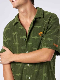 Militärgrünes Frotteehemd für Herren Riviera