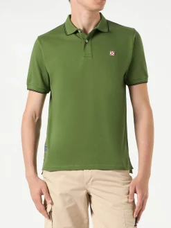 Militärgrünes Piquet-Polo mit St. Barth-Karologo
