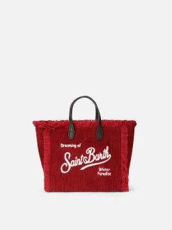 Mini Vanity – Handtasche aus burgunderfarbenem Cord
