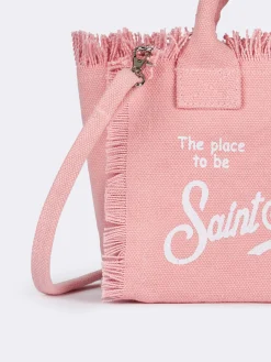 Mini-Kosmetiktasche aus rosafarbenem Baumwollcanvas
