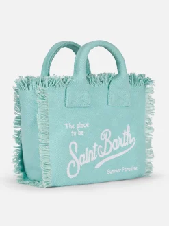 Mini-Kosmetiktasche aus wassergrünem Baumwollcanvas