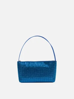 Minitasche mit blauen Strasssteinen