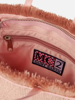 Mini-Vanity-Tasche mit Fransen und roségoldenen Strasssteinen