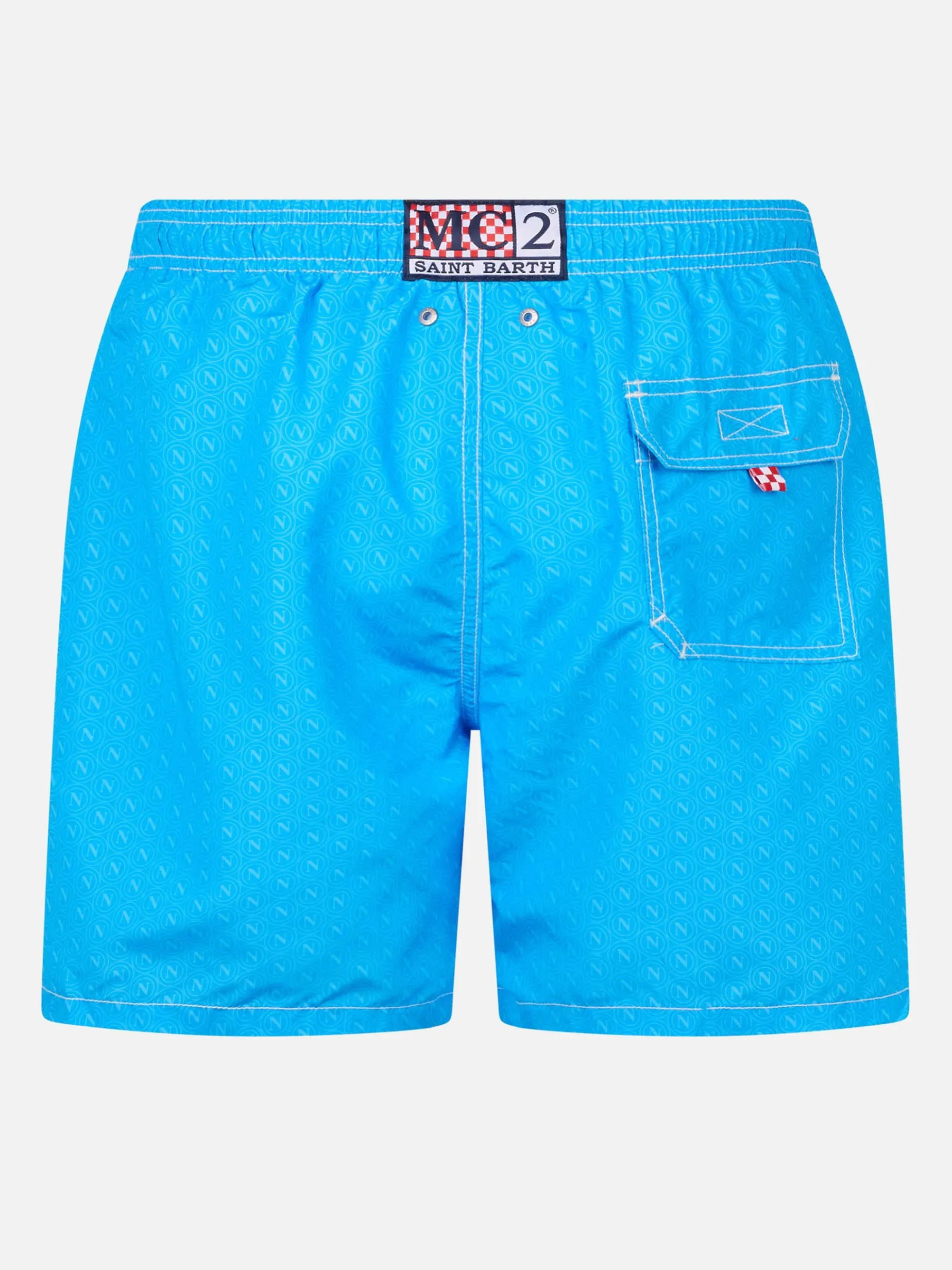 Mittellange Badeshorts Gustavia für Herren mit Napoli-Print | SSC NAPOLI SPECIAL EDITION