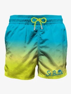 Mittellange Badeshorts mit Batikmuster und Stickerei
