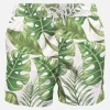 Mittellange Badeshorts mit tropischem Print