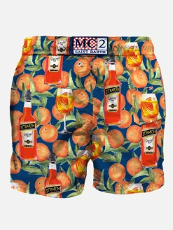 Mittellange Badeshorts mit Spritz-Time-Blaudruck