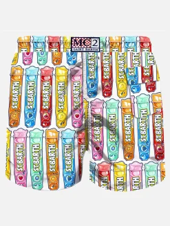 Mittellange Badeshorts mit Eis am Stiel-Print