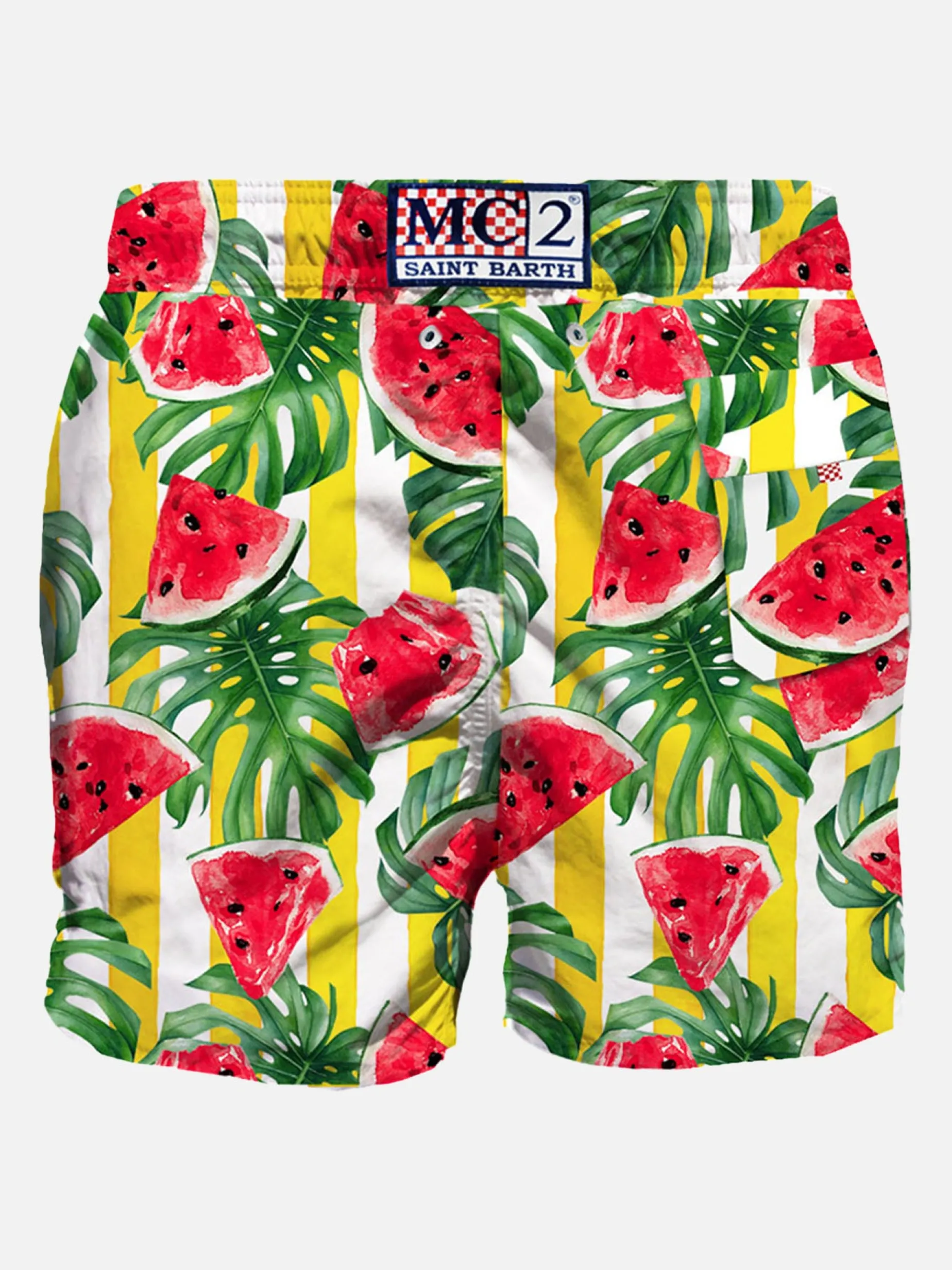 Mittellange Badeshorts mit Wassermelonen-Print