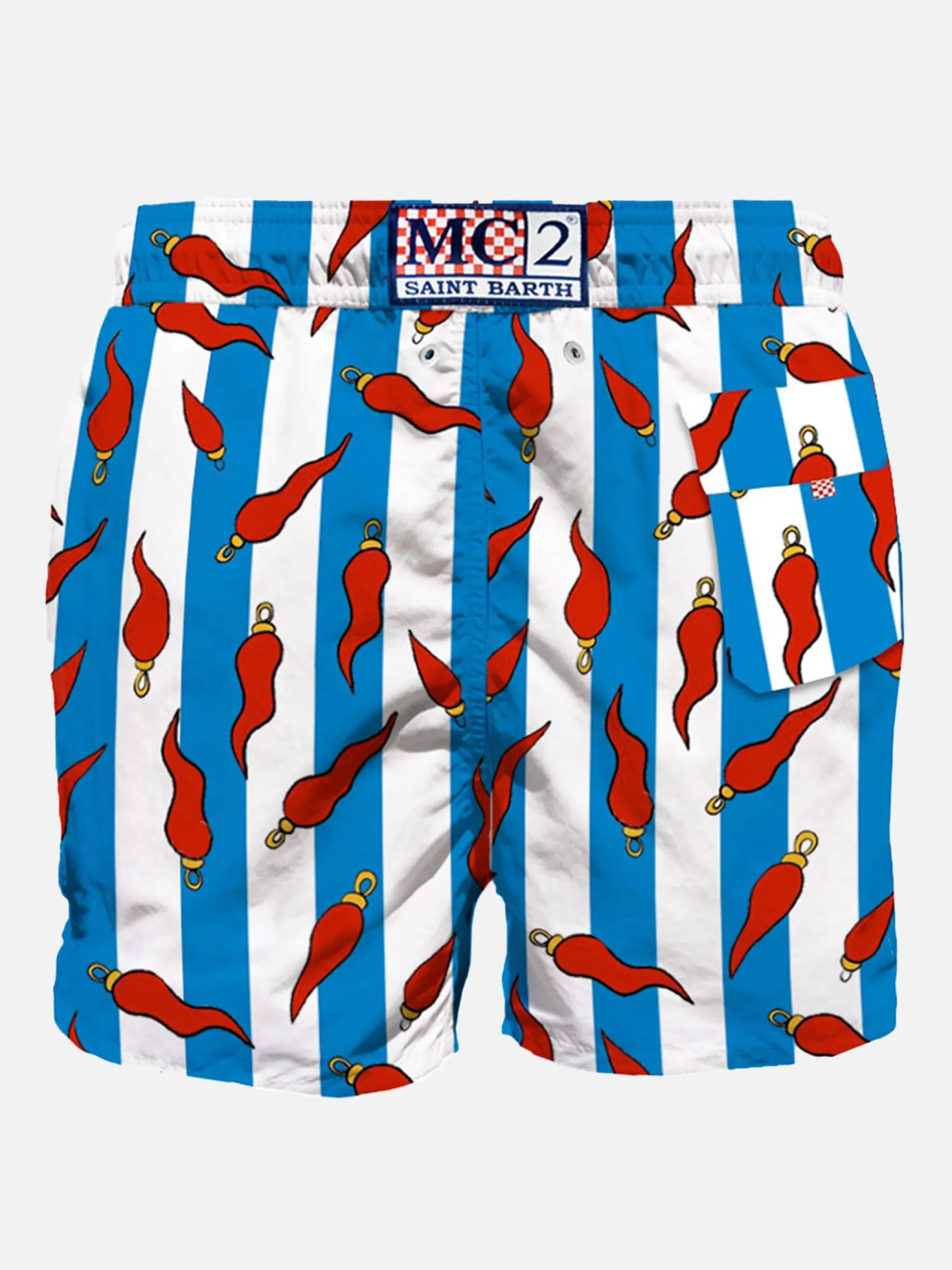 Mittellange Badeshorts mit Glücksbringer-Aufdruck