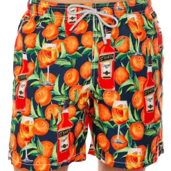 Mittellange Badeshorts mit Spritz-Time-Blaudruck