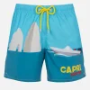 Mittellange Gustavia-Badeshorts für Herren mit Capri-Aufdruck