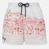 Mittellange Gustavia-Badeshorts für Herren mit platziertem „Ibiza“-Aufdruck