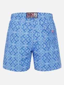 Mittellange Gustavia-Badeshorts für Herren mit geometrischem Majolika-Print
