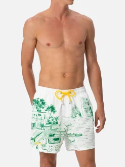 Mittellange Gustavia-Badeshorts für Herren mit Capri-Aufdruck