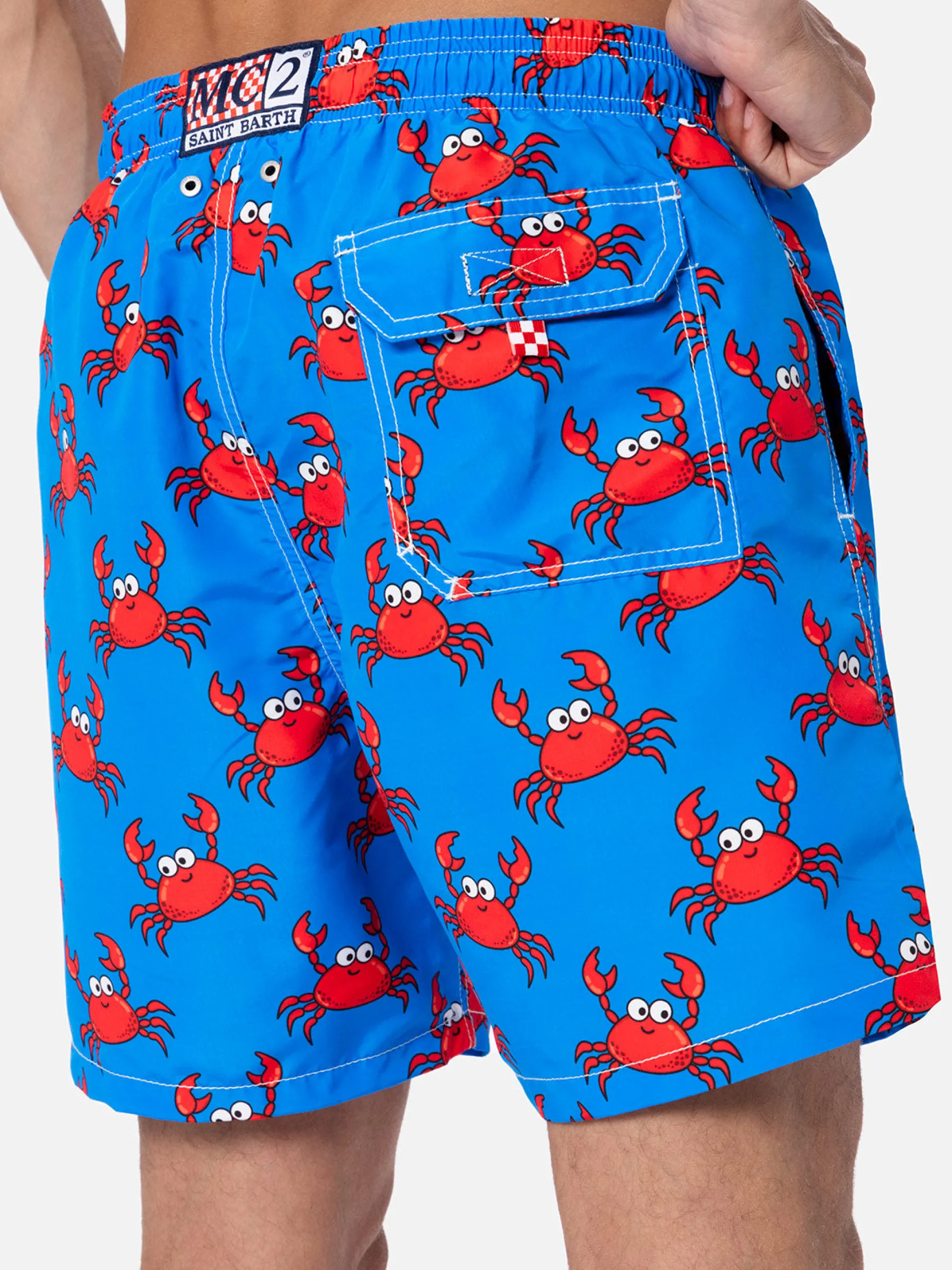 Mittellange Gustavia-Badeshorts für Herren mit Krabbenprint
